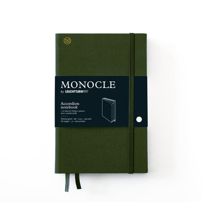 Leuchtturm Monocle Hardcover B6+ Accordion Notebook Dot-Grid - Olive