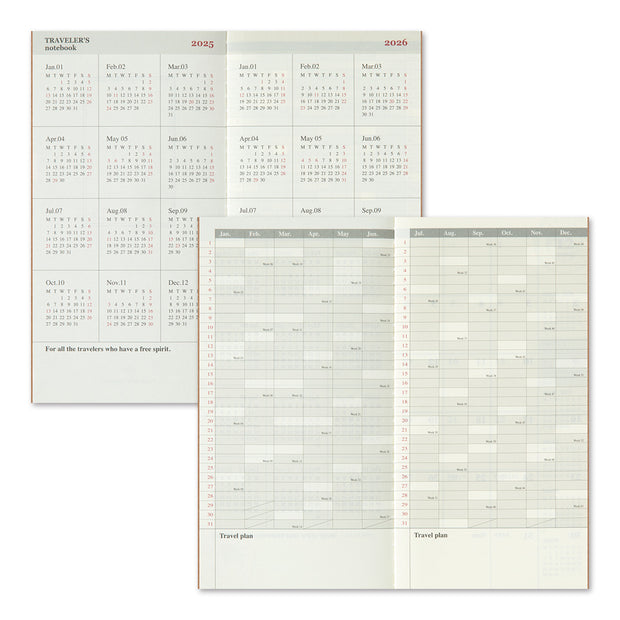 Traveler's Notebook 2025 Monthly Planner, Regular Size