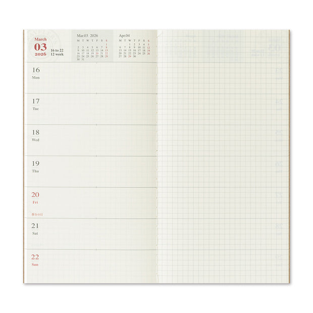TRAVELER'S notebook Refill 2026 Weekly + Memo