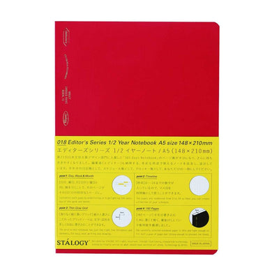 Stalogy 1/2 year Notebook, A5 , Red - Grid