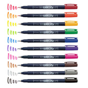 Tombow Fudenosuke Brush Pen, Set of 10 colors